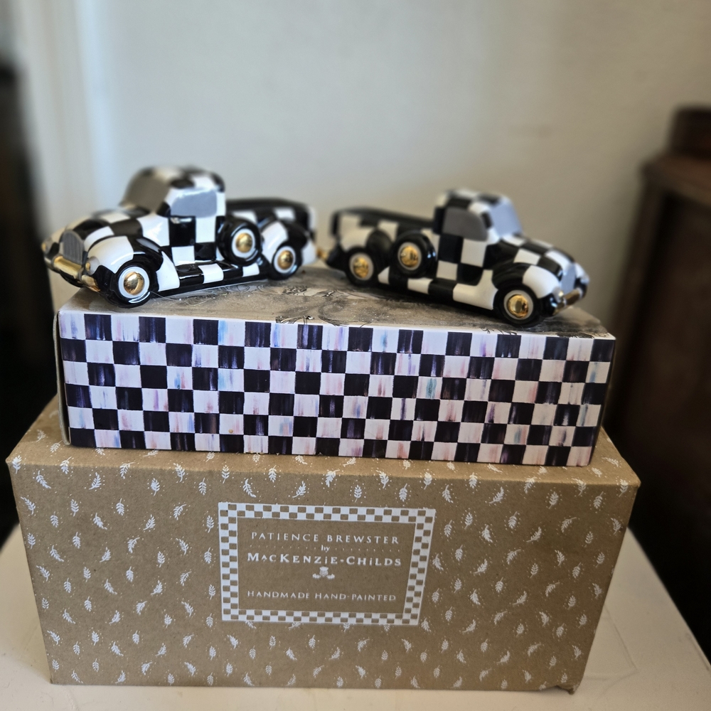 MacKenzie-Childs Black and White Checkered Car Decor